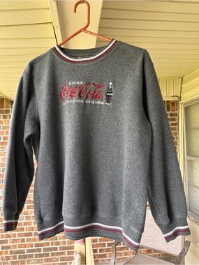 Coca Cola Charcoal Gray Crewneck Sweatshirt with Red & White Logo